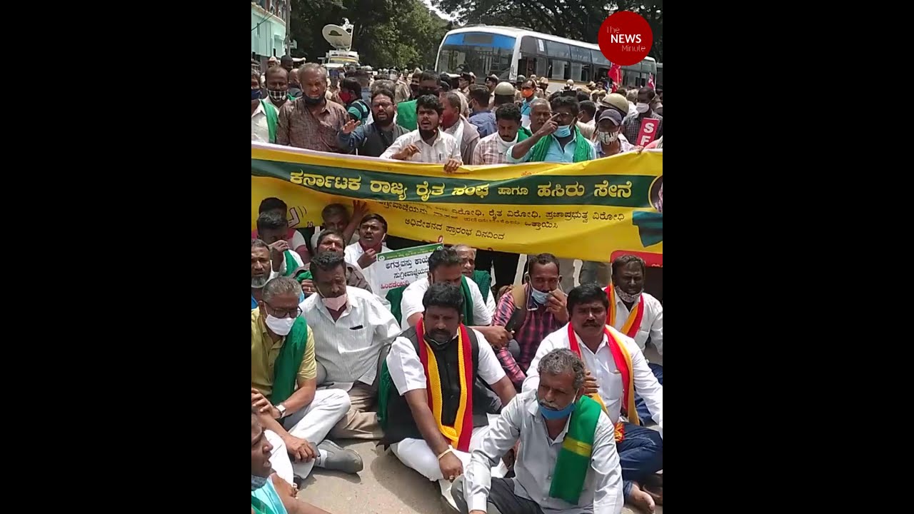 Farmer groups protest in Bengaluru ahead of Karnataka bandh on Monday