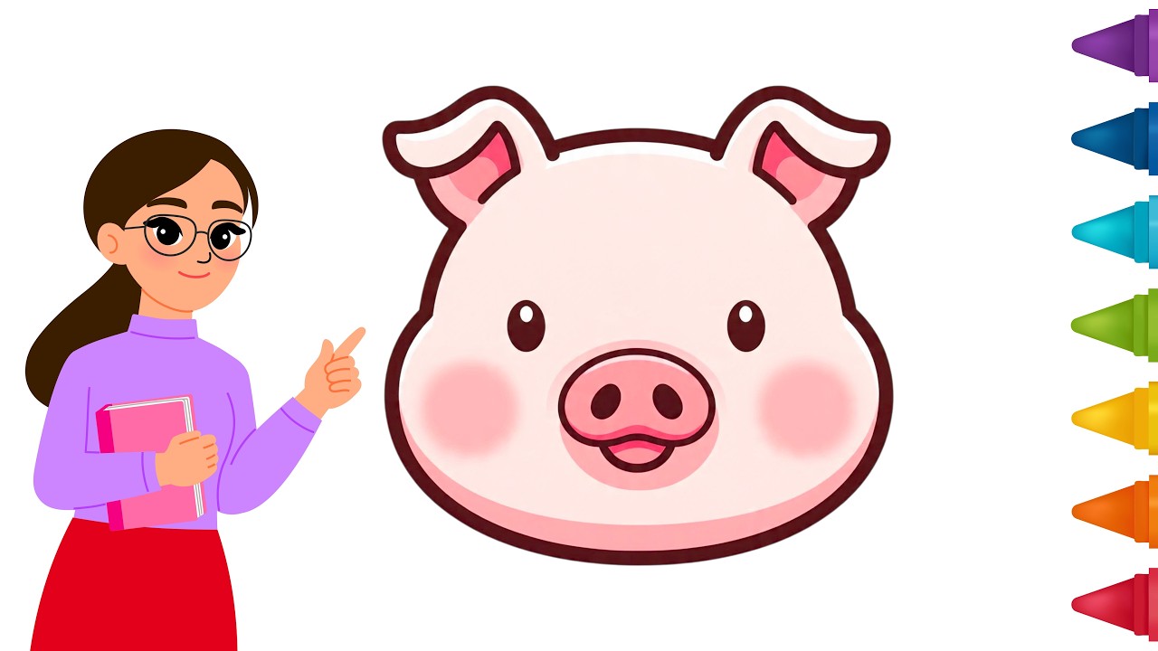 How to Draw cartoon animal Pig Drawing for kids