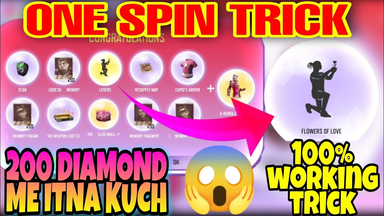 Valentine wish event free fire || Rose emote 1 spin trick #valentinesday #wisheventfreefire