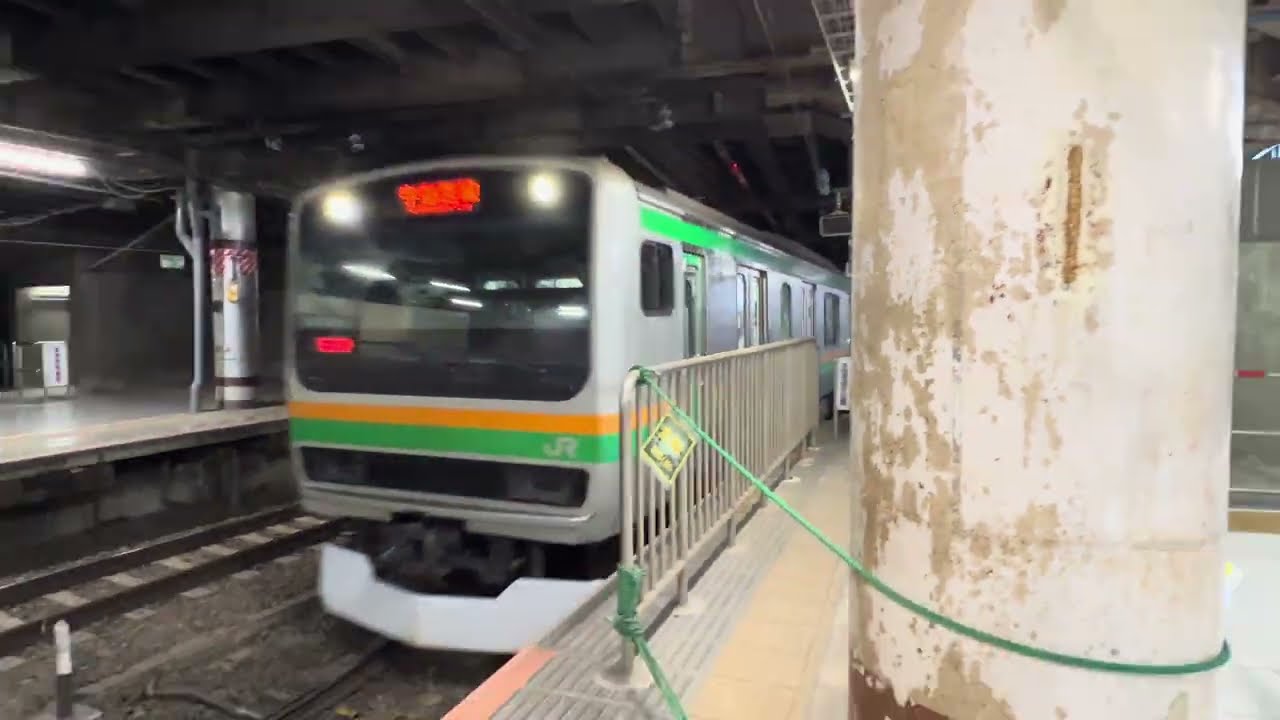 E231系1000番台K-33編成宇都宮線直通普通宇都宮行きがJR上野駅14番線に入線するシーン 2026.1.11