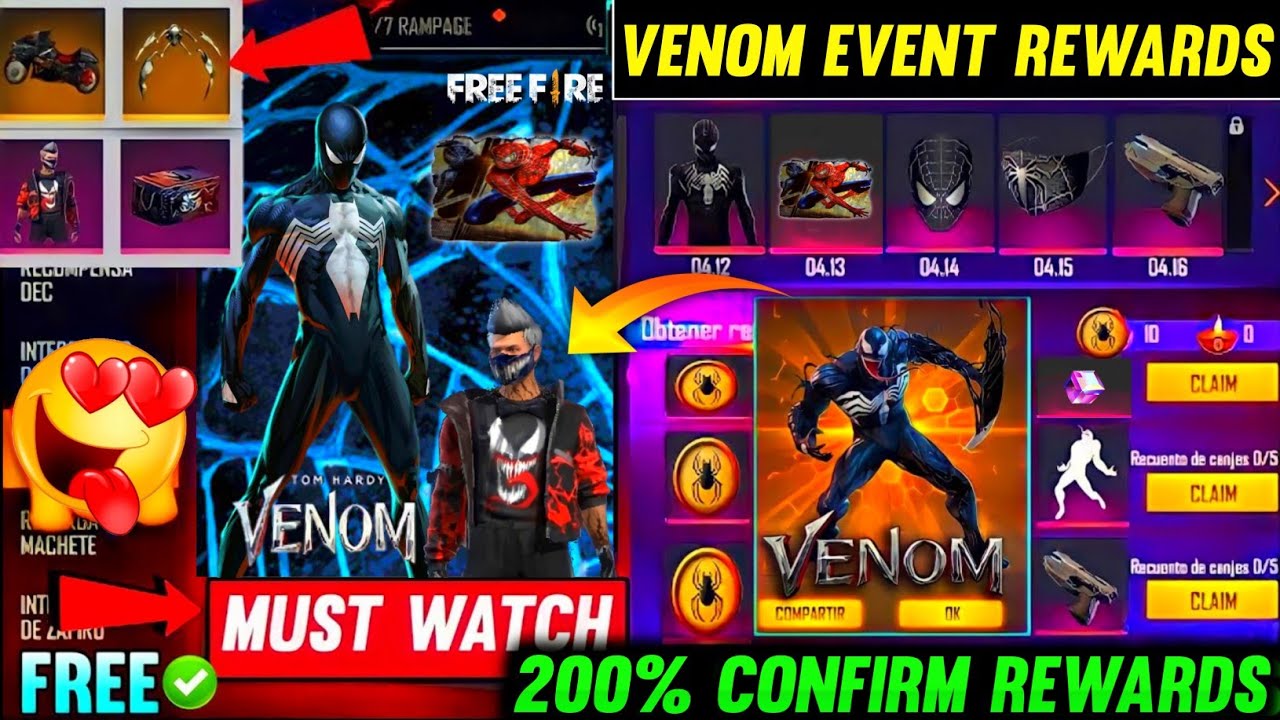 Venom Event Free Rewards || Free Fire Venom Event 2021 || Venom Collaboration In Free Fire ||