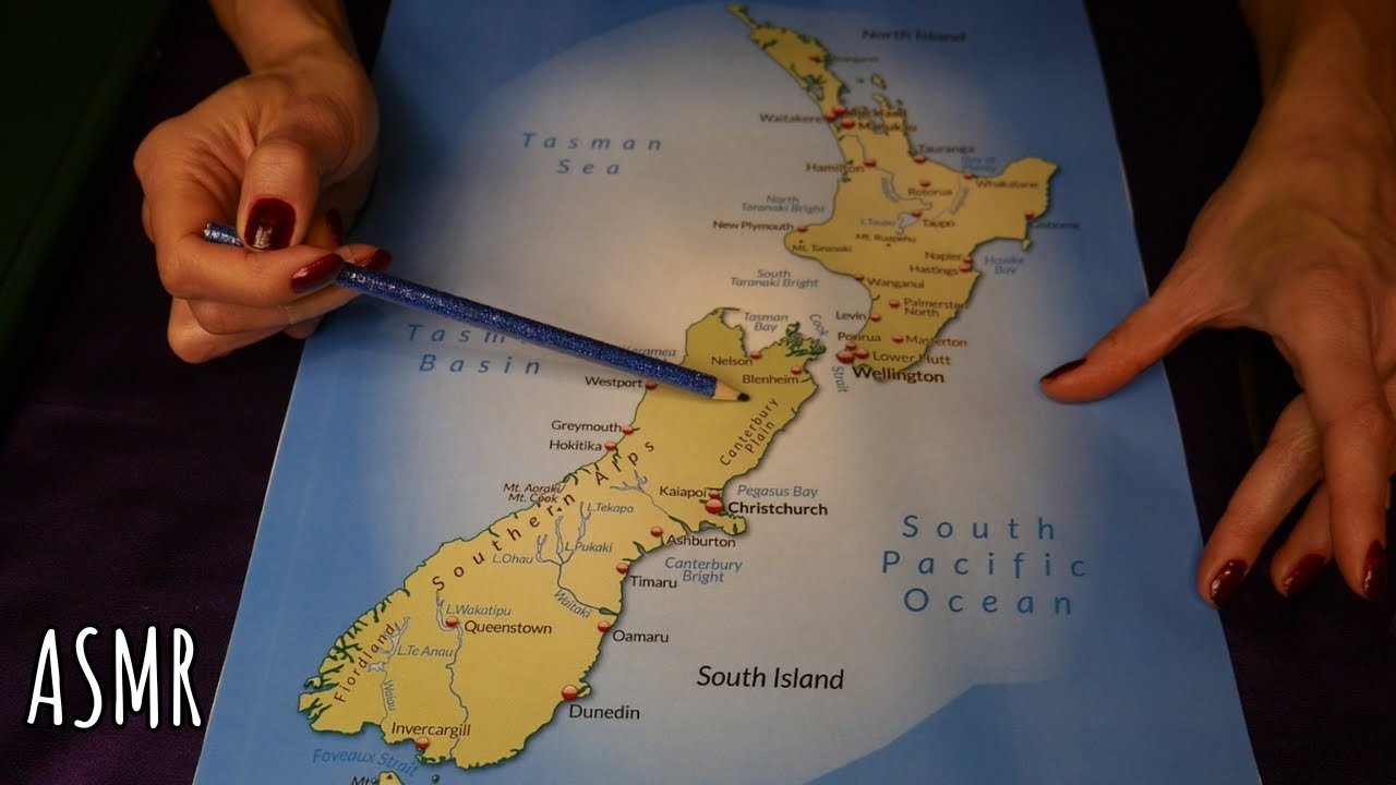 Point and Trace - map ASMR - traveling in New Zealand