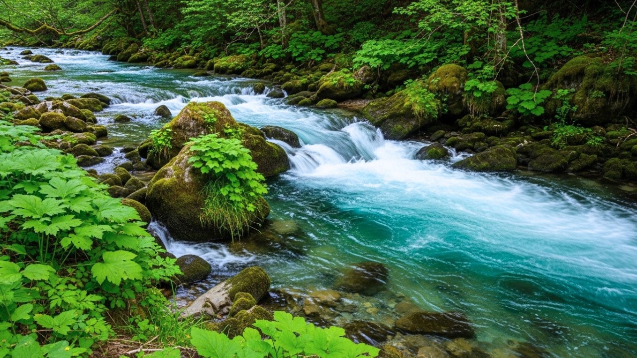 River Flowing Birds Chirping | Natural Forest Sounds for Sleeping, Relaxation, and Mental Clarity