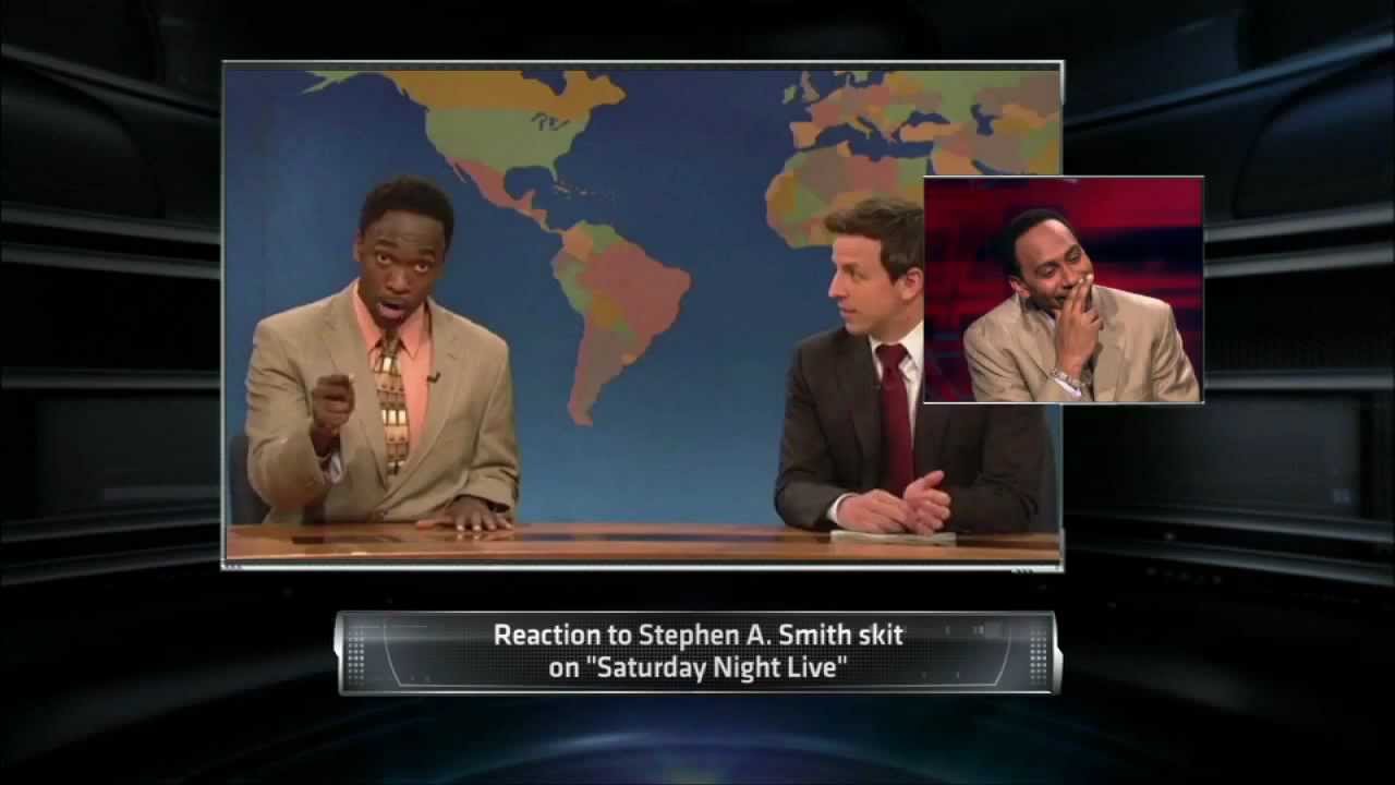 Stephen A. Smith reacts to Jay Pharoah's SNL Impression