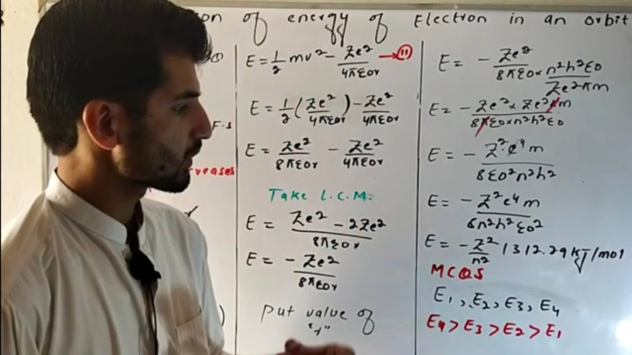 Calculation of energy of electron in an orbit