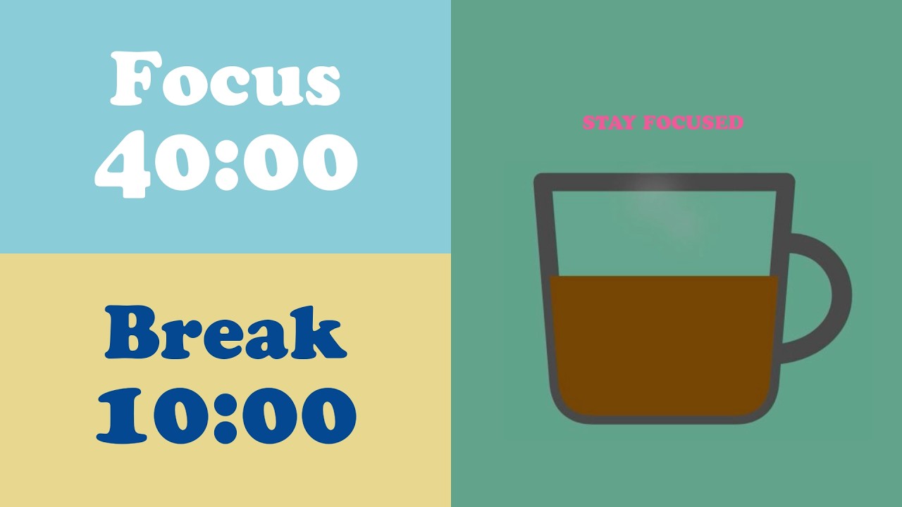 3 Hours Focus Work & Study With Me, 40/10 Minutes Coffee Cup Pomodoro Timer, 🔈 No Sound