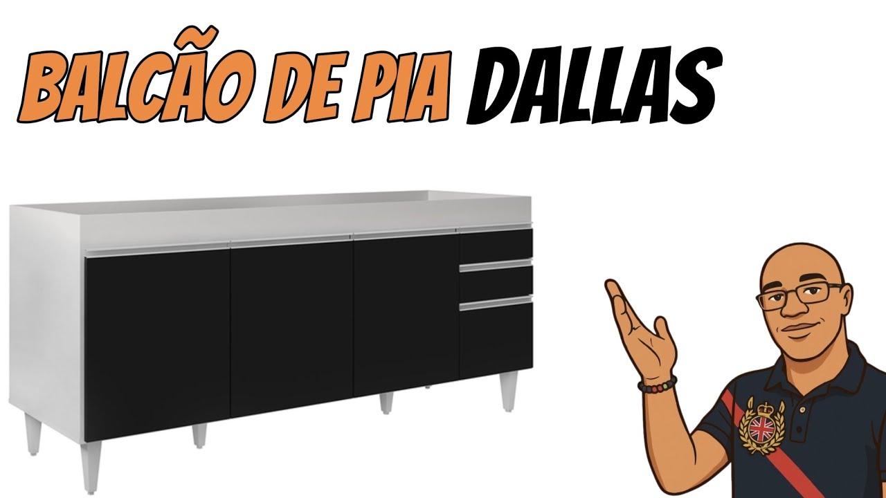 Como montar Balcão Gabinete Para Pia  Sem Tampo Branco/preto 