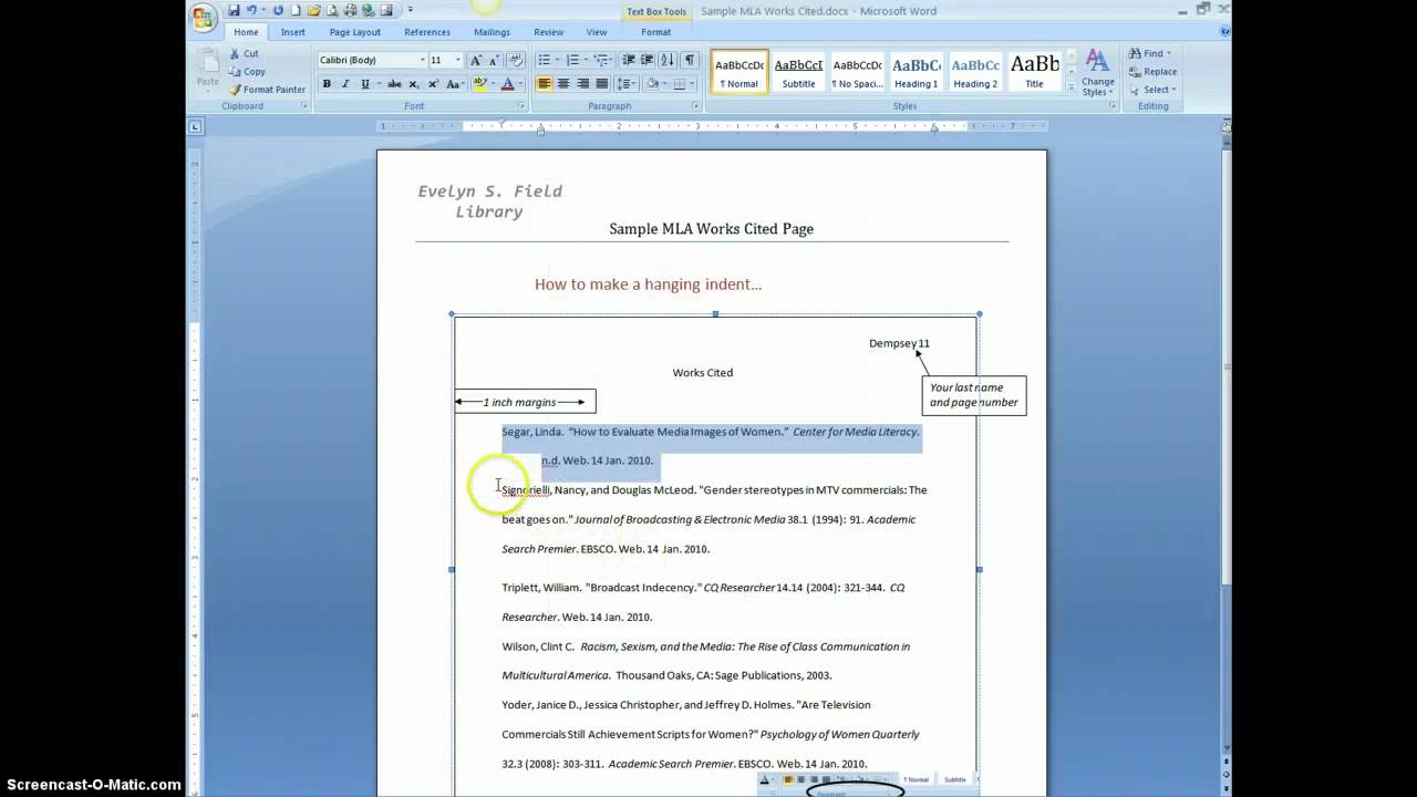 How to make a hanging indent