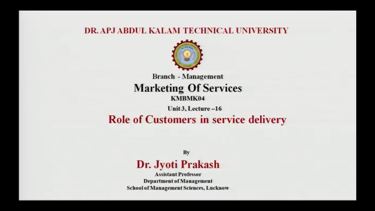 Marketing of Services | Role of Customers In Service Delivery | AKTU Digital Education