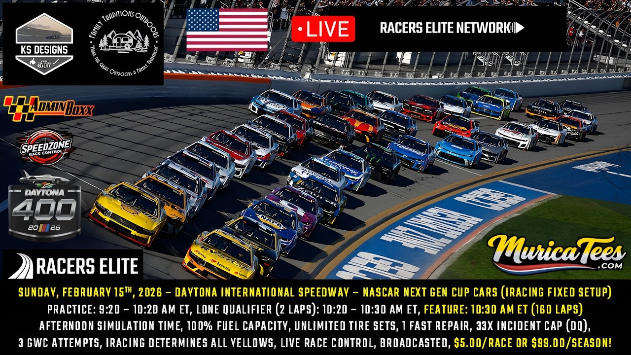 Racers Elite Premier NASCAR Next Gen Series - Daytona 400 Race WK 1 of 30 02/15/2026