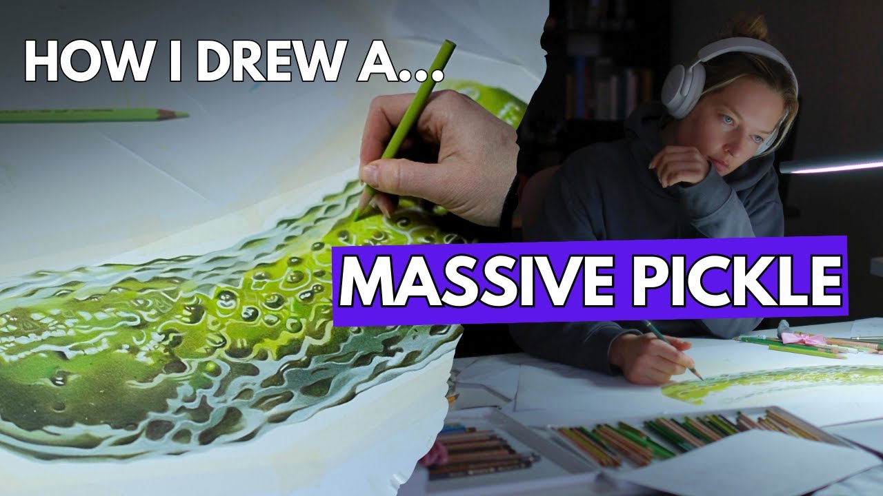 How I drew a MASSIVE PICKLE using colouring pencils
