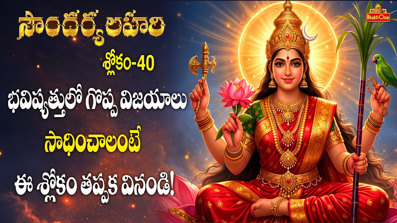 జీవితంలో గొప్ప విజయాలు అందించే సౌందర్యలహరి శ్లోకం 40 | Soundarya Lahari Sloka 40 With Lyrics Telugu