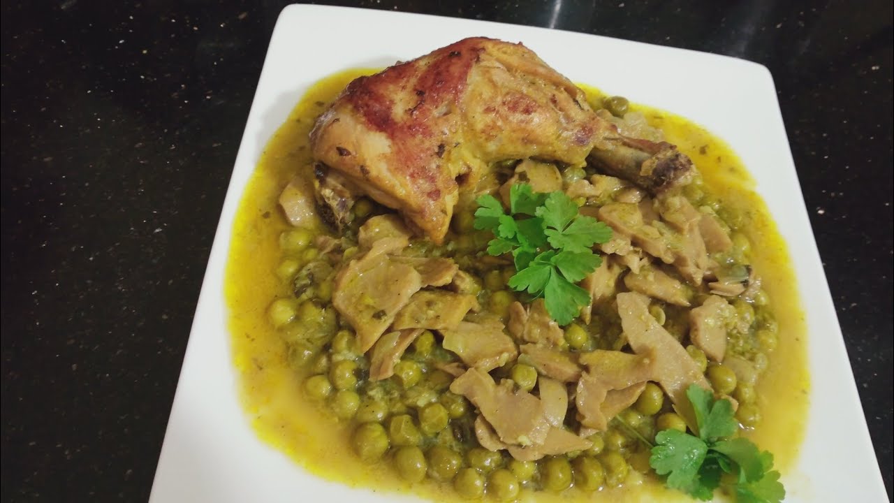 طاجين الجلبانة بالشومبينيو و الدجاج 🐔. مرق خاثر بزااف بنين 😋👌