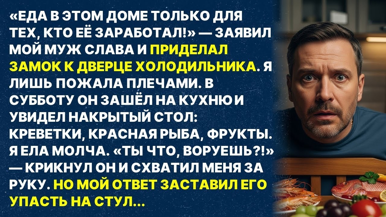 «ЕДА ТОЛЬКО ДЛЯ ТЕХ, КТО ЗАРАБОТАЛ!» — муж повесил замок на холодильник.Мой ответ усадил его на стул