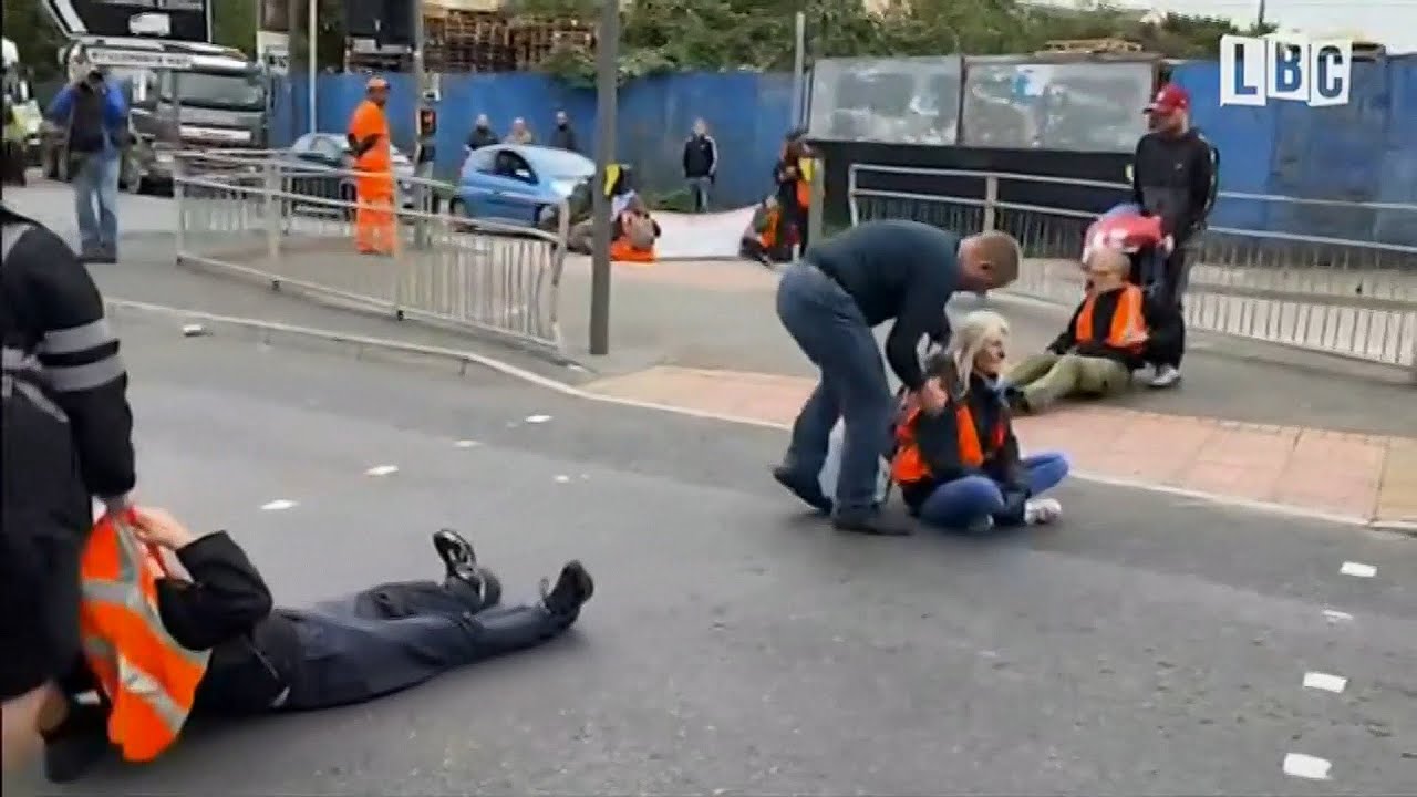 Insulate Britain - protesters and drivers clash again (13) (UK) - ITV News - 13th October 2021