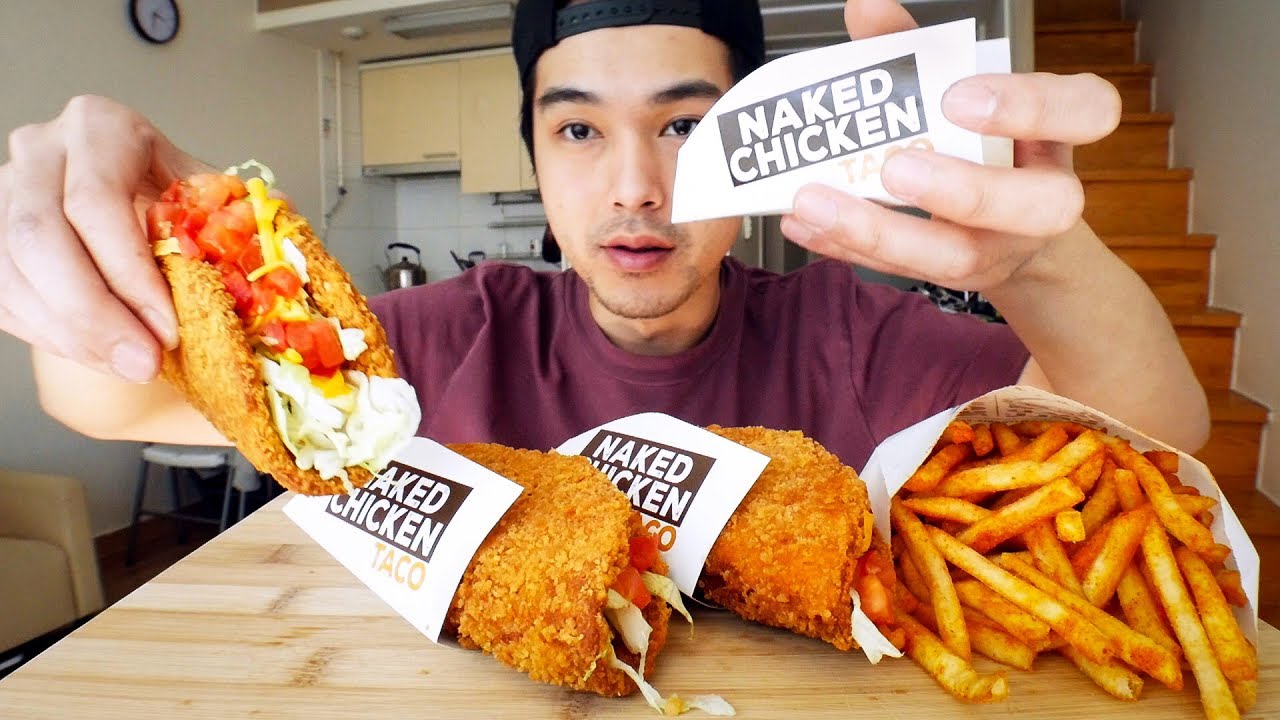 Taco Bell Naked Chicken Tacos & Mexican Fries - MUKBANG