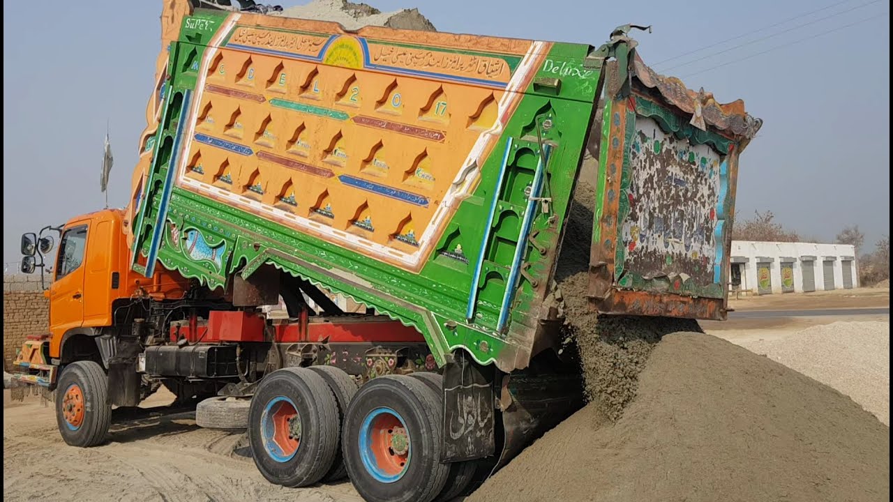 Sand Unloading by Hino FG8J Dump Truck | How People Use Japanese Truck in Pakistan 2021