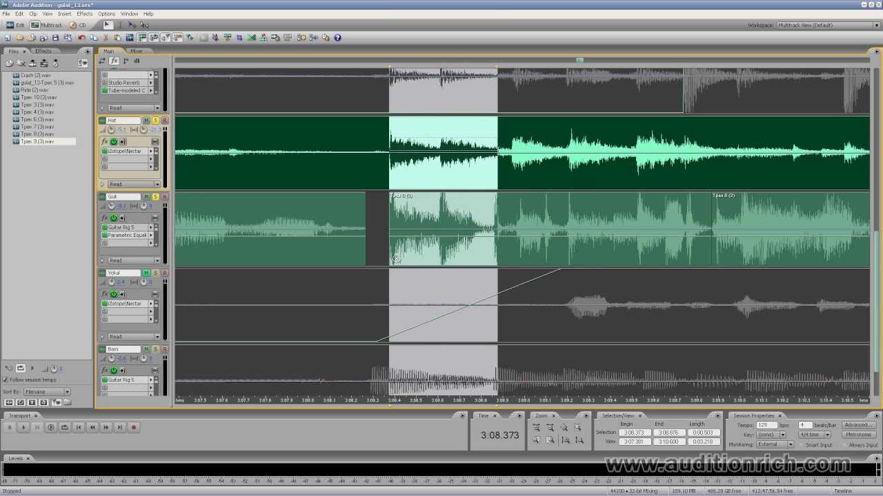 Сжатие и растяжение аудиоклипа в Adobe Audition | Auditionrich.com
