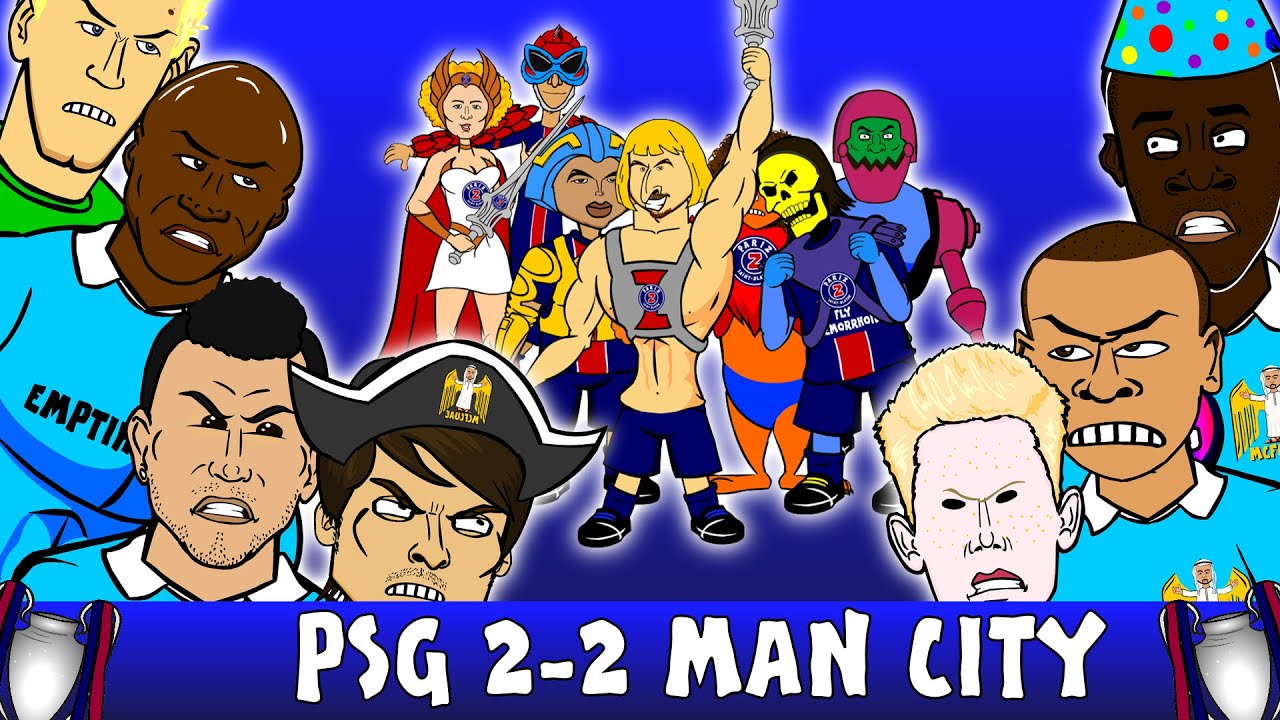 PSG vs MAN CITY 2-2 (UEFA Champions League 2016 Goals Highlights Cartoon Zlatan De Bruyne)