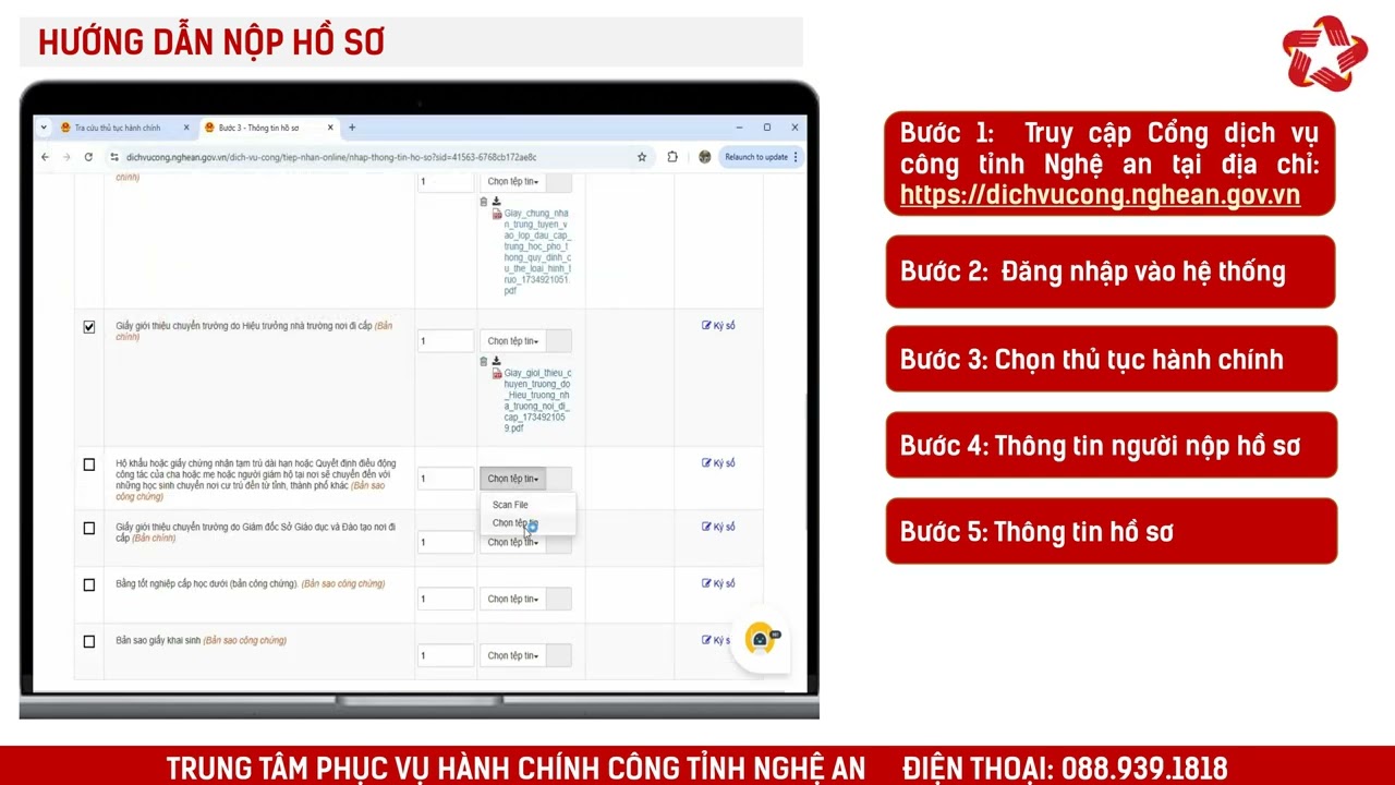 Hướng dẫn nộp hồ sơ Chuyển trường đối với học sinh trung học phổ thông trực tuyến