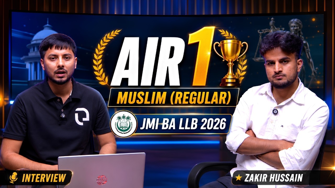 AIR 1  in Just 2.5 Months (Muslim - Regular)! JMI BA LLB Topper Zakir Hussain Reveals His Strategy 🏆