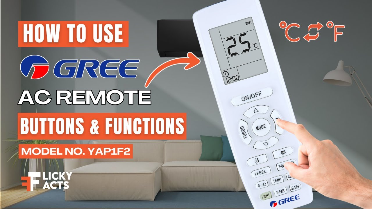How to Use: GREE AC Remote Buttons & Functions | Heat Pump Remote Guide | Model No. YAP1F2