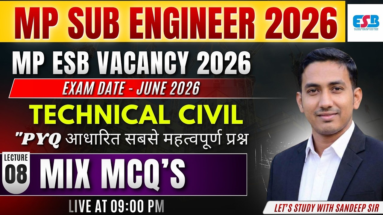 MP Sub Engineer Vacancy 2026 | Civil Engineering Practice Session | Lecture 08 | Exam June 2026