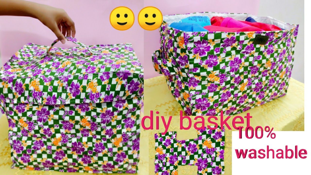 15 मिनट मे बनाए कपडो को   orgnize  रखने के लिए cloth storage basket/laundry basket with lid