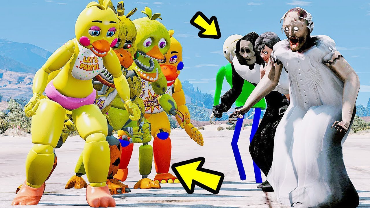 ANIMATRONICS TODAS AS CHICAS PODEM VENCER OS TODOS VILÕES? | GTA V Five Nights at Freddy's