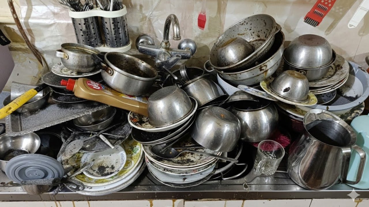Relaxing Dishwashing -ASMR |DeepCleaning Dirty Dishes |No Talking