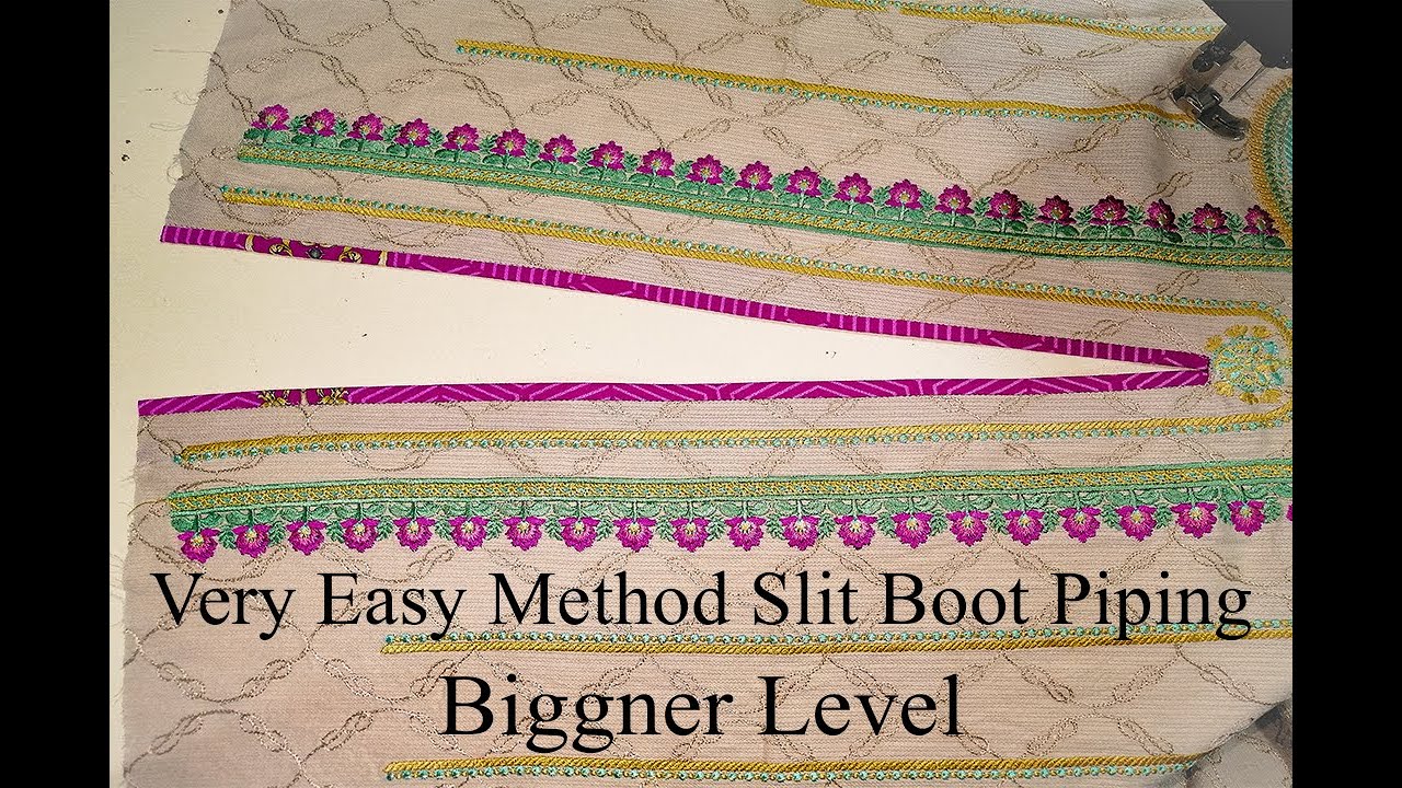 Very easy method neck  slit boot piping cutting and stitching