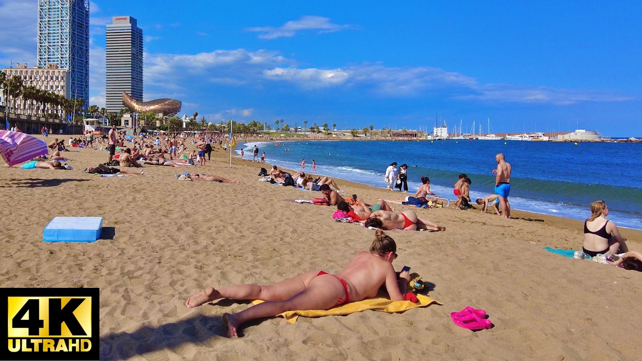 🏖️ Somorrostro Beach Walk Barcelona 4K 2025🇪🇸