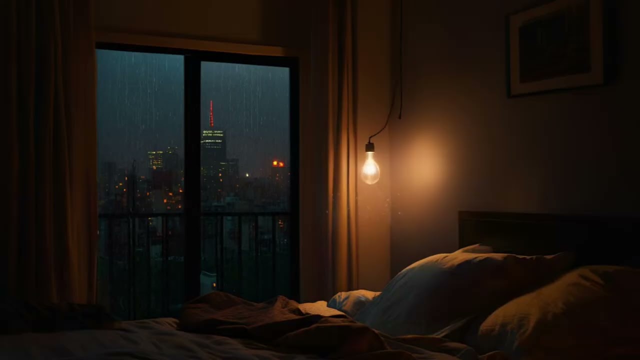 Rainy Night in Luxury NYC Apartment 🌧️ Cozy Bedroom, Calm Music & Relaxing Rain Sounds