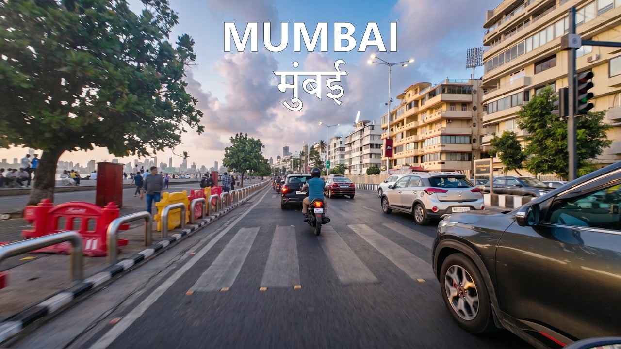 Mumbai After Dark Begins,  Evening Ride &mdash; Marine Drive to Dadar TT 4K