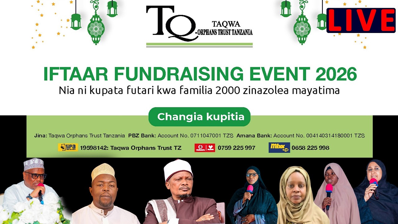 🔴LIVE: KONGAMANO LA KUCHANGIA FUTARI KWA FAMILIA 2000 ZINAZOLEA YATIMA MAJUMBANI NA MAZINGIRA MAGUMU