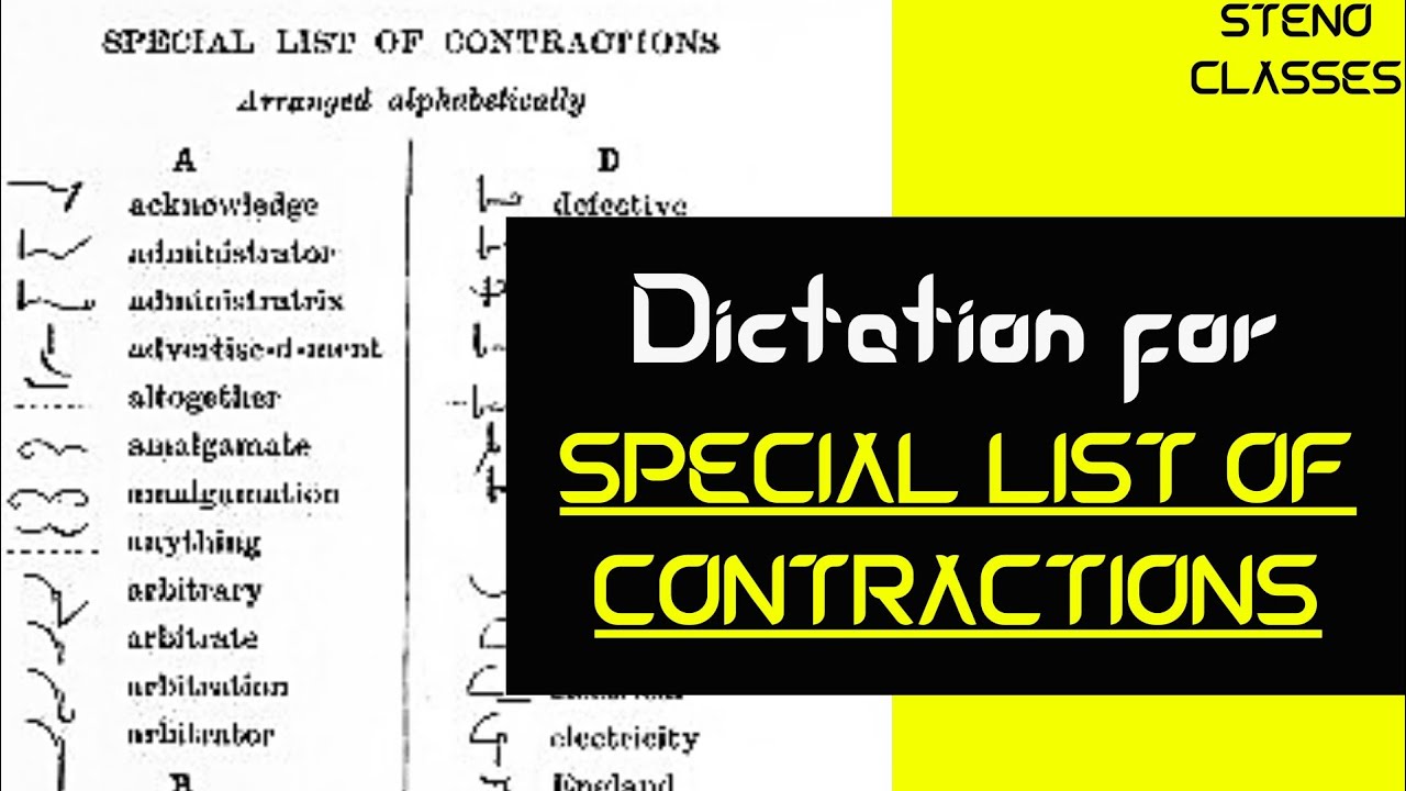 Special List of Contractions | Pitman Shorthand (English) | 2021