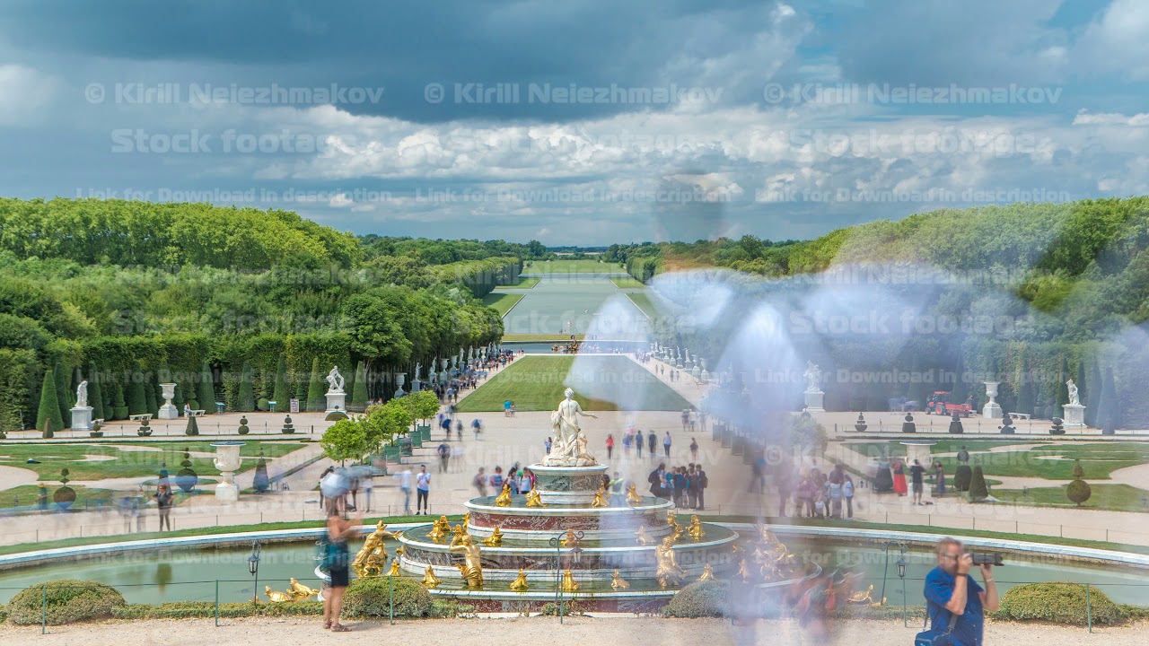The Latona Fountain in the Garden of Versailles timelapse in France