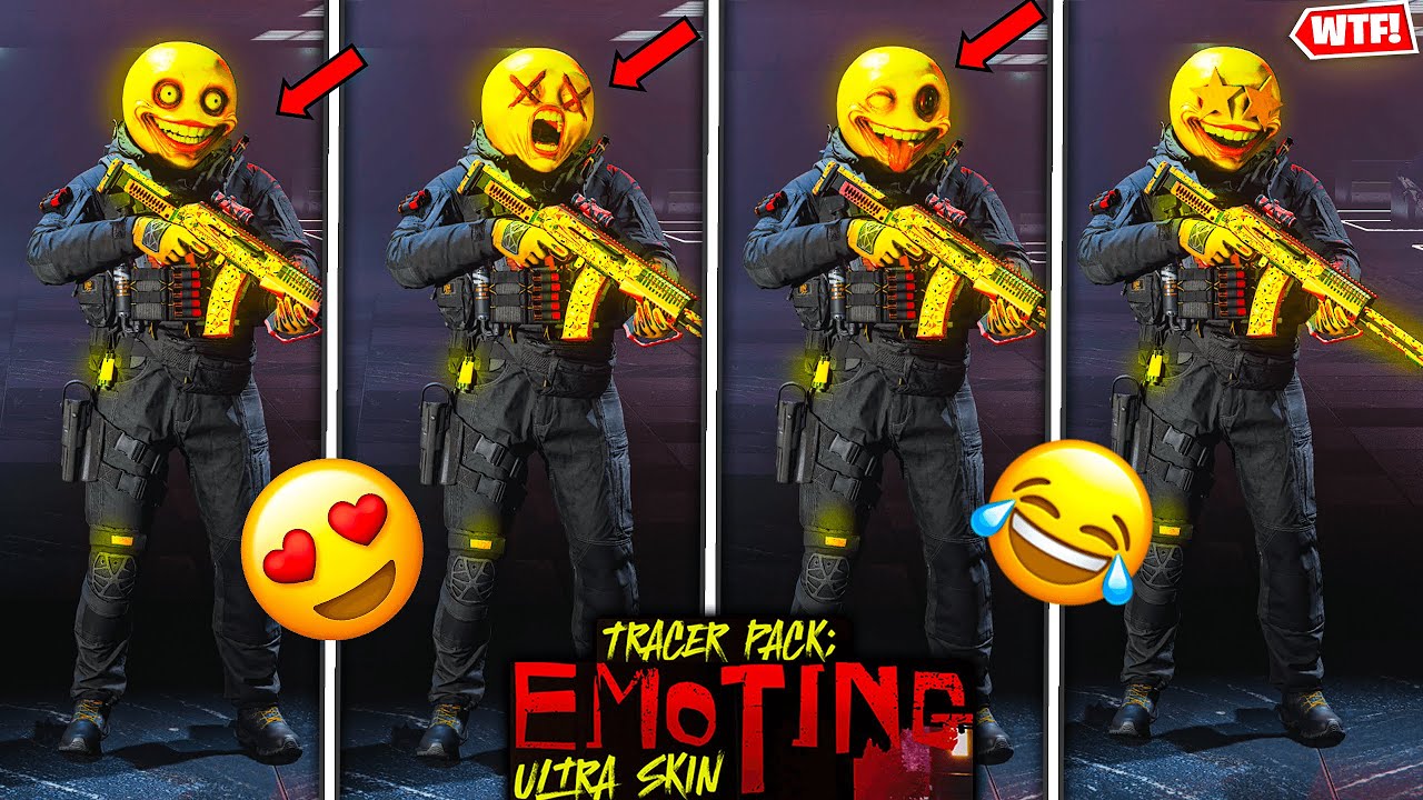 New TRACER PACK EMOTING Ultra Skin BUNDLE 😂🤮 EMOJI EFFECTS MW3 WARZONE (Lockwood MK2 Emoting Skins)