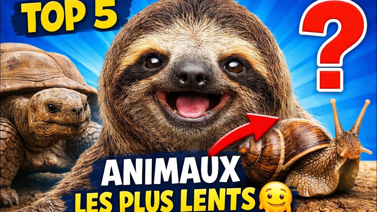 Top 5 des animaux les plus lents du monde 🫠 #animauxlents#paresseux#escargot#tortue
