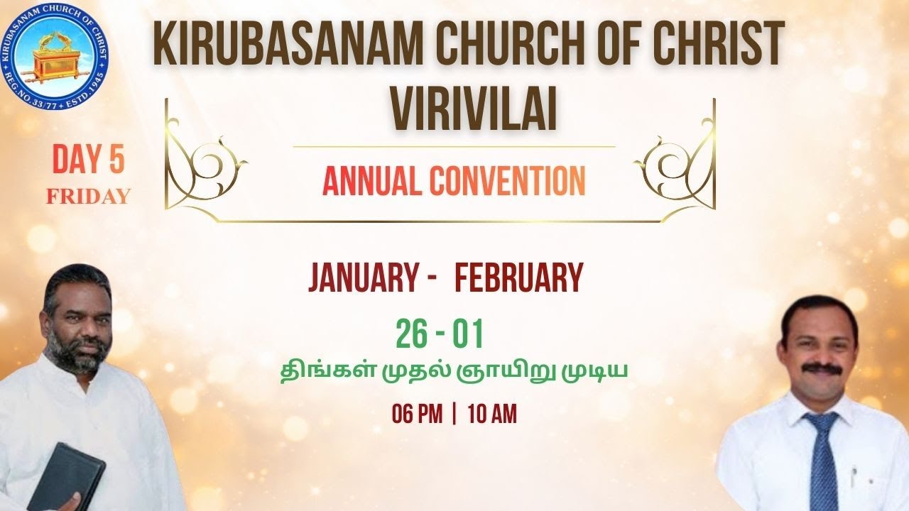 DAY 5 Mor, VIRIVILAI KIRUBASANAM PR. JOHN PAUL PR. STEPHEN ARULRAJ SIS. JEYARANI ANDREWS PR. S. YOBU