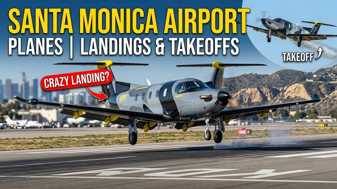 SANTA MONICA AIRPORT | Plane landing and takeoff video