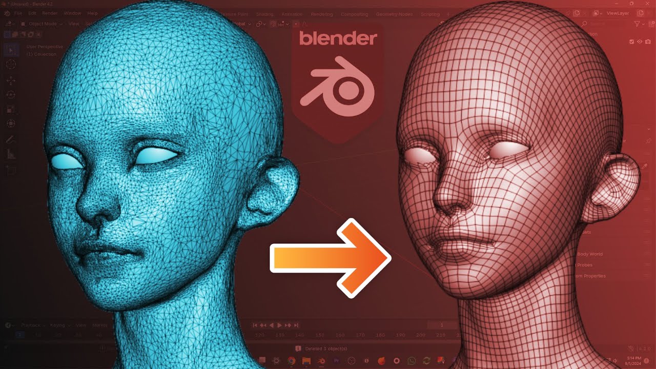 Изменение топологии в один клик в Blender | Всего 1 клик!!!!!
