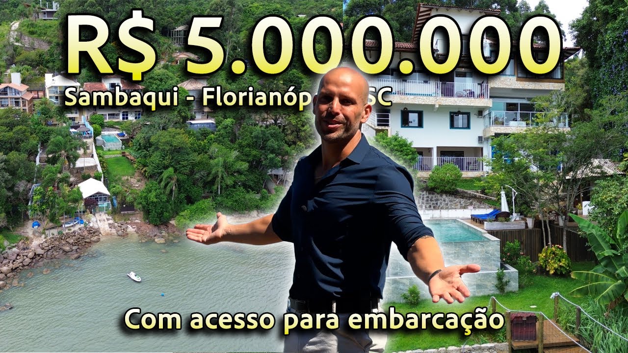 CASA “PÉ NA AREIA” COM 5 SUÍTES, VISTA MAR, SAMBAQUI, FLORIANÓPOLIS/SC.