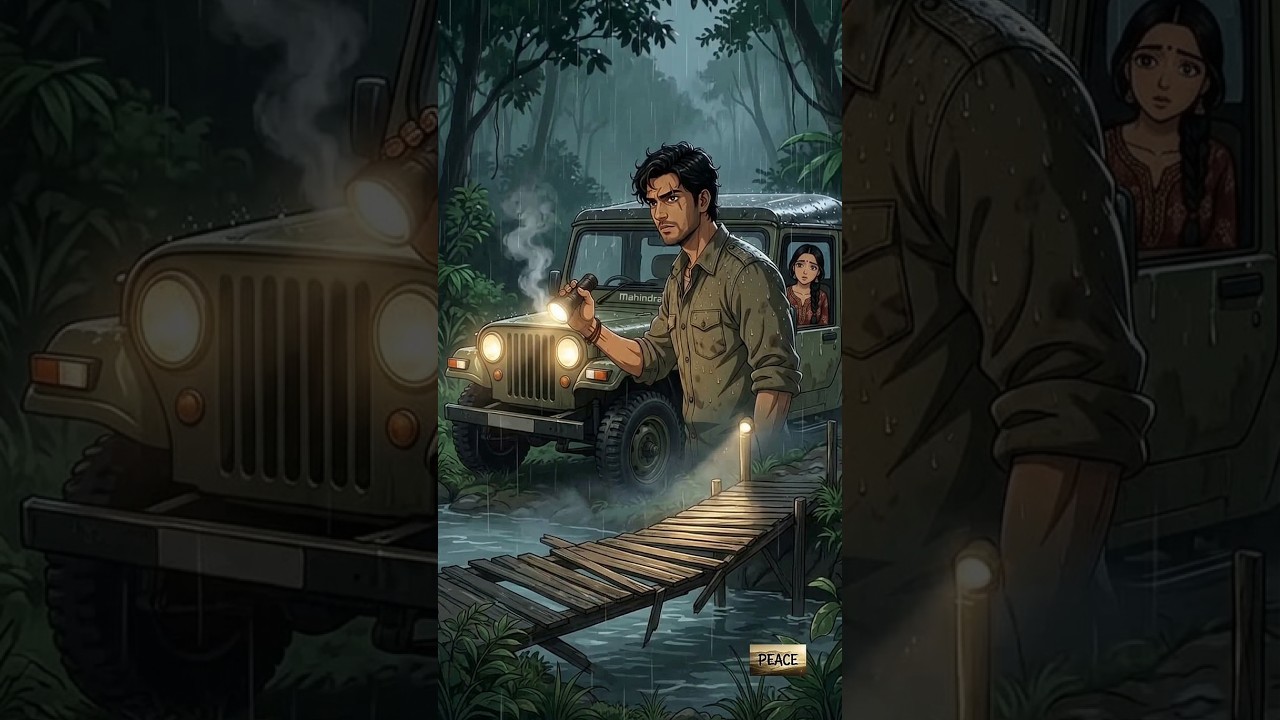 🌧️🚙 Jeep Broke Down in the Rain&hellip; Then the Forest Bridge Collapsed! #shorts #asmr #ghibli