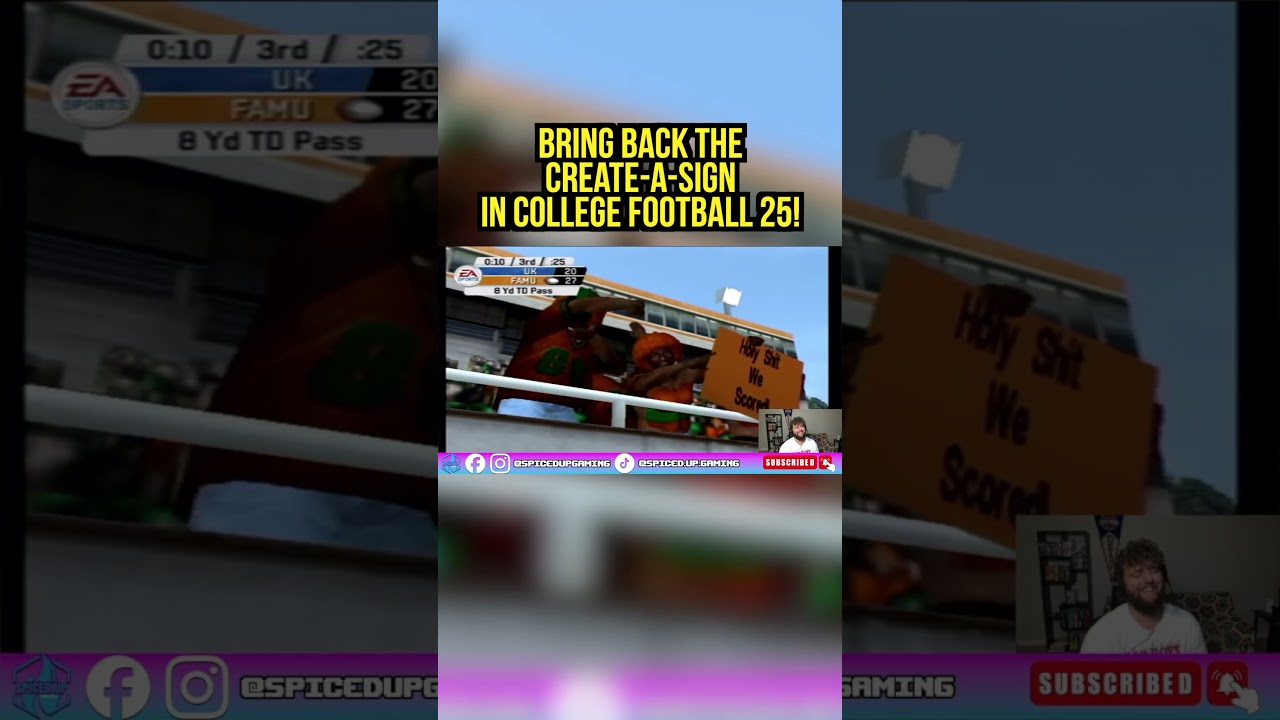 The Create-A-Sign Feature in the old NCAA Football games was great 😂 
