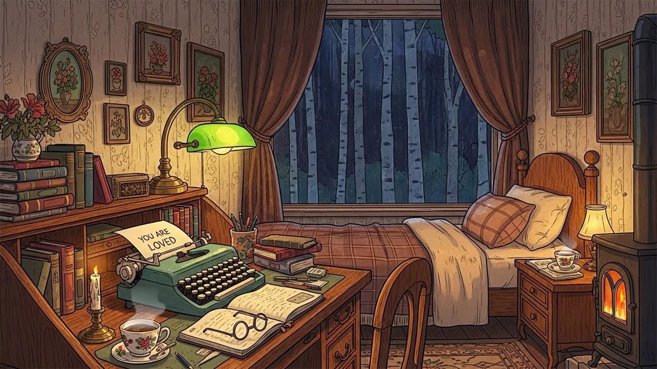 It's rainy night with nostalgic 1940s oldies playing in another room | vintage music for unwind