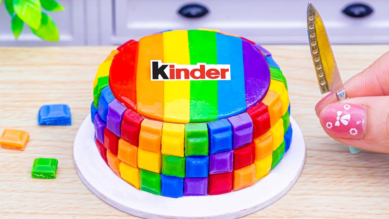 Mini Kinder Chocolate Cake Recipe Ideas🌈Satisfying Miniature Rainbow Cake Decorating🌈Baking Yummy