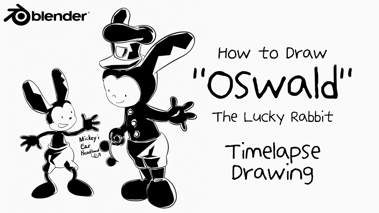Drawing Oswald the Lucky Rabbit inside Blender 