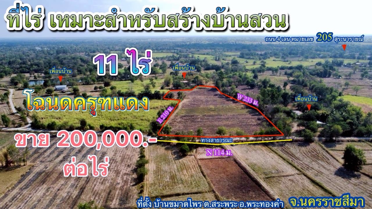 ที่ดิน โคราช no.577 ที่ไร่สวยๆ เหมาะสำหรับสร้างบ้านสวนและบ้านพักที่อยู่อาศัย  ติดเพื่อนบ้าน