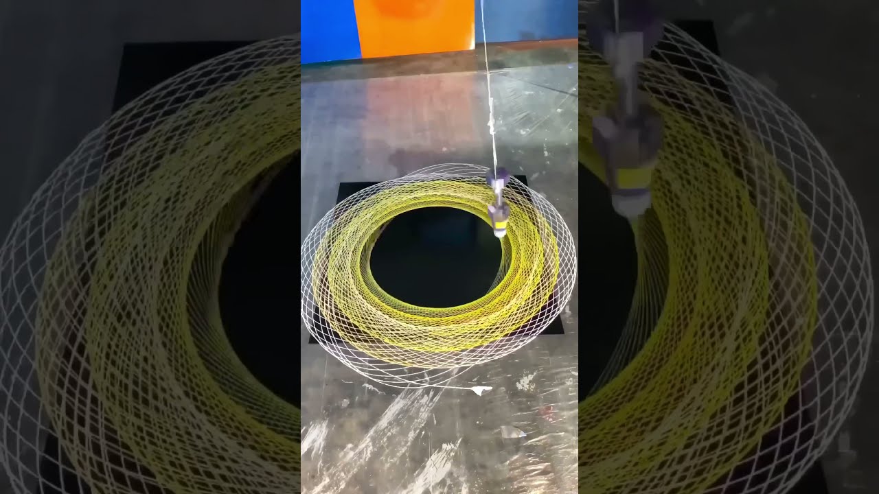 Pendulum painting white yellow and blue